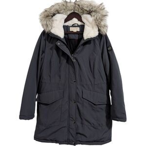 Michael Kors Faux Fur Trim Hooded Parka - Gunmetal Gray - Size M